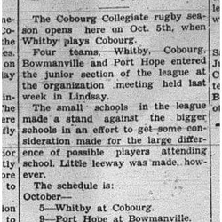 1940-10-03 School -COSSA Junior Rugby Schedule