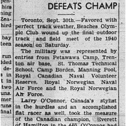 1940-10-03 Track & Field -O'Connor wins at Beaches Olympic Club Meet