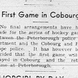 1941-01-30 Hockey -1st fundraiser game between Police in Cobourg