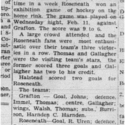 1942-02-19 Hockey -Roseneath vs Grafton