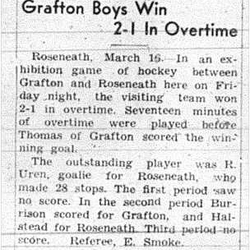 1942-03-19 Hockey -Grafton vs Roseneath