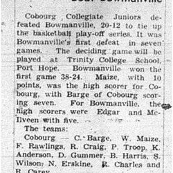 1942-03-19 School -Basketball CCI vs Bowmanville