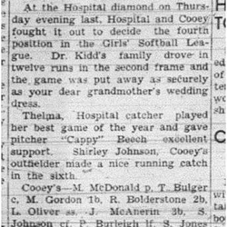 1943-08-19 Softball - Girls Hospital vs Cooeys