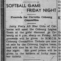 1943-09-16 Softball - Girls vs Colborne allstars