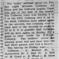 1943-09-16 Softball - Girls vs Colborne