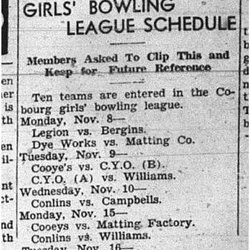 1943-11-04 Bowling - Ladies