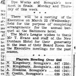 1944-03-09 Bowling -Mens League standings