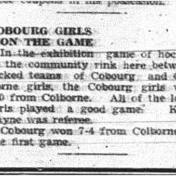 1944-03-30 Hockey -Girls-Cobourg vs Colborne