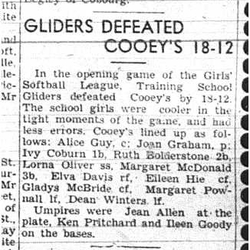 1944-06-08 Softball -Girls League Gliders vs Cooeys