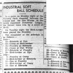 1944-06-08 Softball -Industrial League Schedule