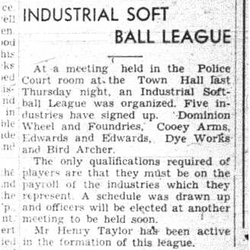 1944-06-08 Softball -Industrial League organized