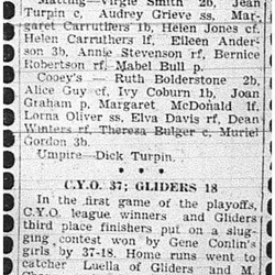 1944-08-03 Softball -Girls League Game results