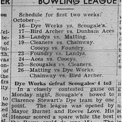 1944-10-19 Bowling -Mens League Schedule