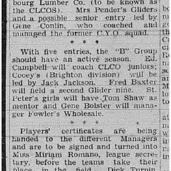 1945-04-05 Softball - Cobourg Girls League