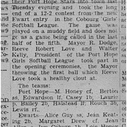 1945-06-07 Softball - Ewart Girls lose to PH