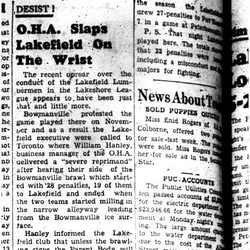 1955-12-15 Hockey -Intermediates Lakefield reprimanded by OHA