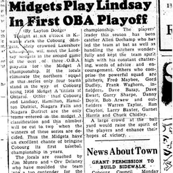 1956-08-23 Baseball -Midgets vs Lindsay in OBA Playoff