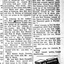 1956-09-06 Golf -Ladies Tourneys at Kawartha & Cobourg