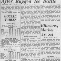 1957-02-27 Hockey -Intermediates -Cobourg Lumber Kings brawl vs Lakefield -Ottawa Citizen