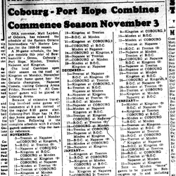 1958-10-16 Hockey -Intermediates League Schedule