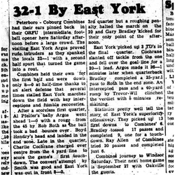 1959-09-10 Football -Intermediate Peterborough Cobourg Combines vs East York