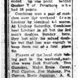 1960-09-01 Tennis -Combines finish 2nd in Kawartha League