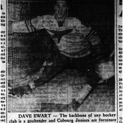 1960-10-27 Hockey -Juniors goaltender Dave Ewart