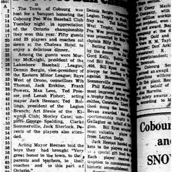 1960-11-24 Baseball -Town honours PeeWee OBA Champs