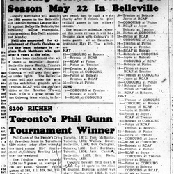 1961-04-20 Softball -Cobourg schedule in Belleville Softball League