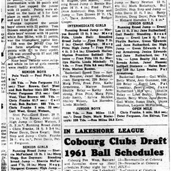 1961-05-10 Baseball -Lakeshore League Schedule organized