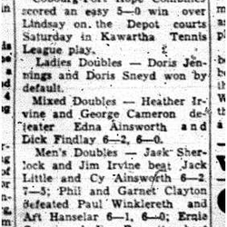 1961-07-26 Tennis -Combines vs Lindsay in Kawartha League