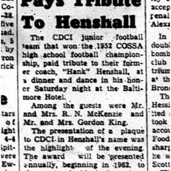 1961-12-06 School -CDCI Football honors Hank Henshall