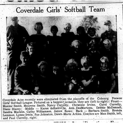 1963-10-02 Softball -Girls Coverdale Aces