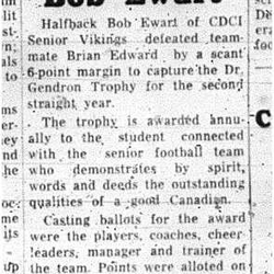 1963-11-18 School -Football CDCI East Ewart wins Gendron trophy