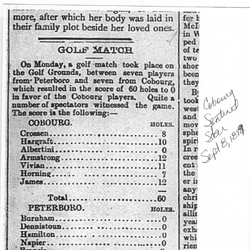 1899-09-08 Golf -Cobourg vs Peterborough