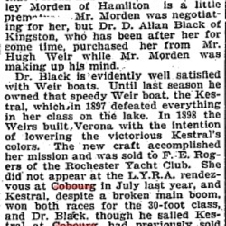 1901-02-05 Yacht Racing -Verona bought by Dr Black of Kingston-TO Star