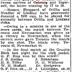 1901-03-07 Curling -Cobourg vs Ingersoll at Granite-TO Star