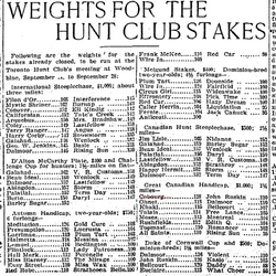 1901-09-08 Horse Racing -Weights for the Hunt Club Stakes-TO Star