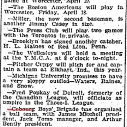 1902-03-20 Baseball -Cobourg Boys Brigade Formed-TO Star