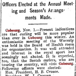 1902-11-01 Curling -Election of Waverly Executive-TO Star