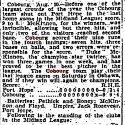 1903-08-11 Baseball -Cobourg vs PH-TO Star