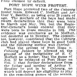 1904-01-27 Hockey -Juniors PH Wins Protest vs Cobourg-TO Star