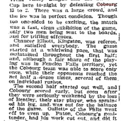 1905-03-01 Hockey -Cobourg vs Fenelon Falls in Trent Valley League