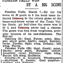 1905-03-07 Hockey -Cobourg vs Fenelon Falls in Trent Valley League