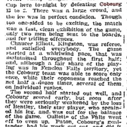 1905-03-21 Hockey -Cobourg vs Fenelon Falls in Trent Valley League