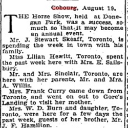 1905-08-19 Horse Racing -Cobourg Holds First Horse Show