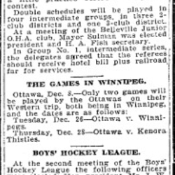 1905-12-08 Hockey -Cobourg to ask for player reinstatement