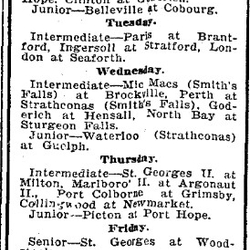 1905-12-30 Hockey -Intermediate and Junior Schedule for the week