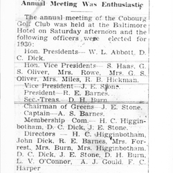 1930-05-01 Golf -Cobourg Elected Officers