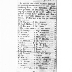 1930-08-28 Golf -Cobourg vs Belleville